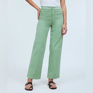 Madewell The Emmett Wide-Leg Crop Pant Welt Pocket in Pistachio Green